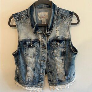 BKE Blue Denim Vest with Silver Accents